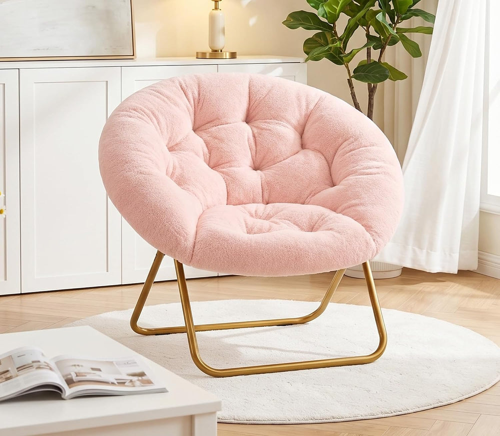 Cozy Saucer Chair, Padded Round Moon Lounge Chair for Bedroom Living Room | T...