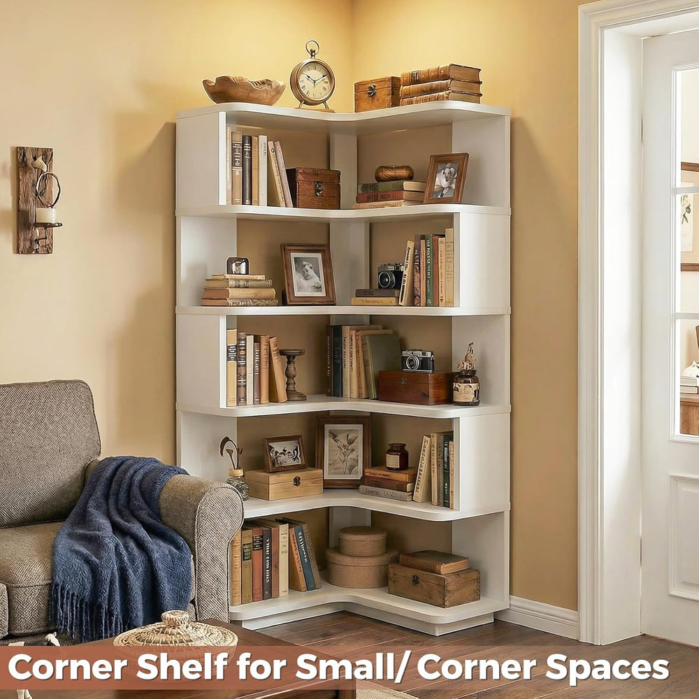 Besiost Corner Book Shelf, 6-Shelf Corner Bookshelf for Small Corner Spaces