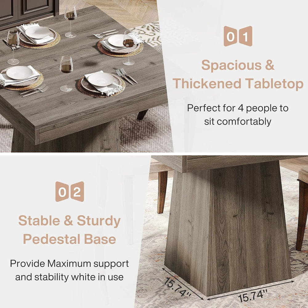 Tribesigns Square Dining Table for 4, 31.5-Inch Small Kitchen Table with Stur...