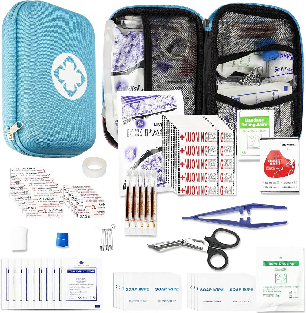 First Aid Kit 277PCS Car Home Camping Essentials Blue Emergency Kit YIDERBO
