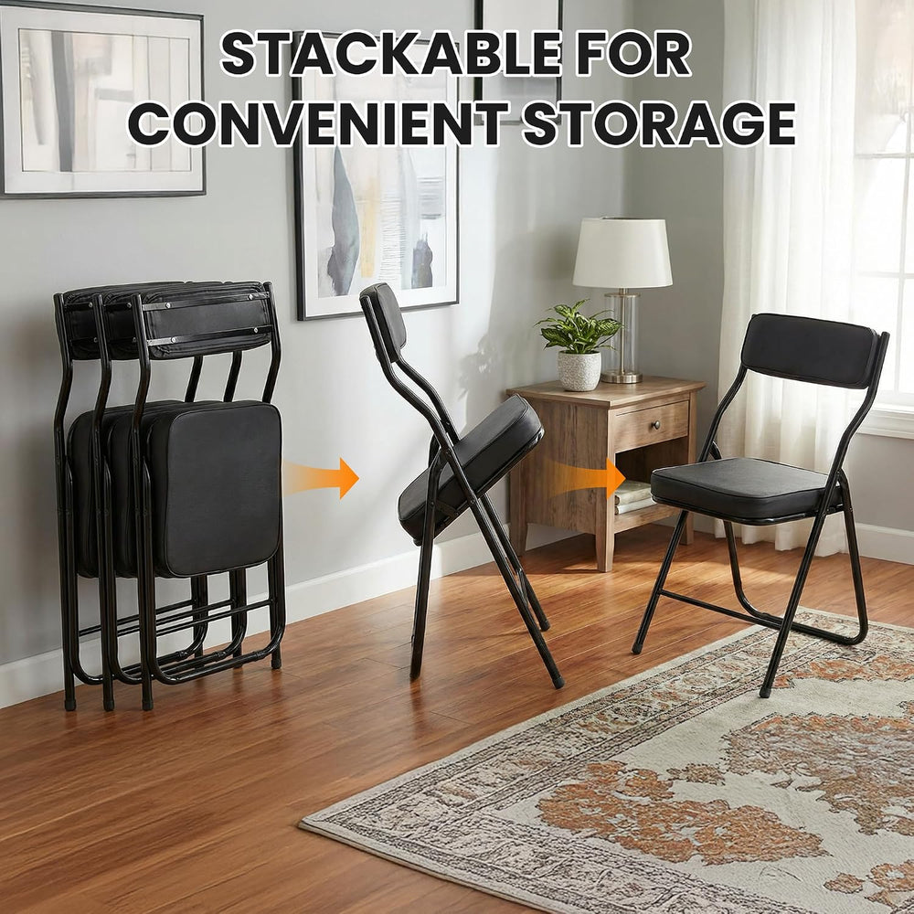6 Pack Cushioned Folding Chairs with Padded Seats for Home Office