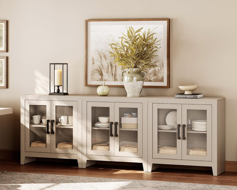 WAMPAT Buffet Cabinet with Storage, Large Sideboard Accent Cabinets with 6 Gl...
