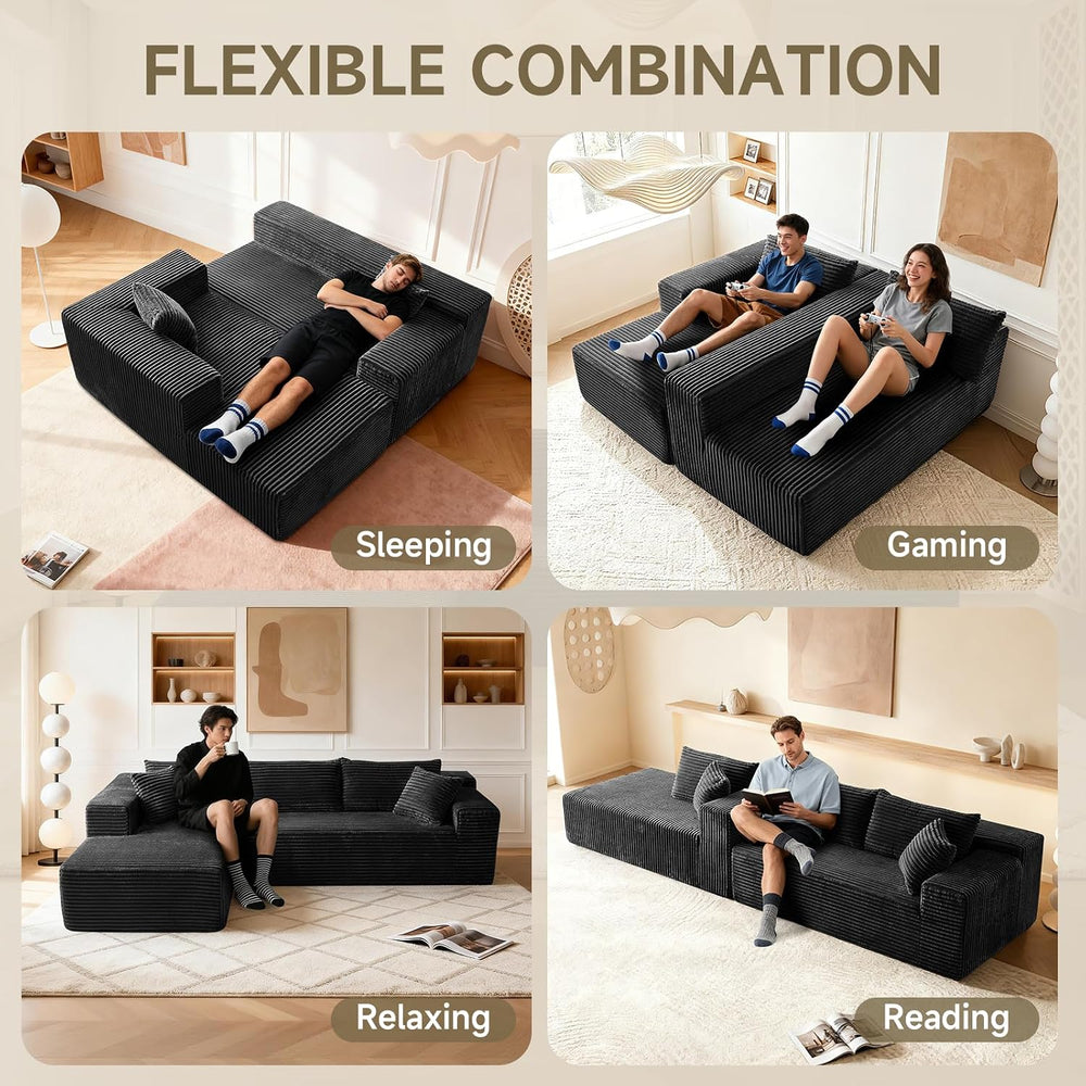 104" Cloud Sectional Couch, Modern Modular L Shape Sectional Sofa with D...