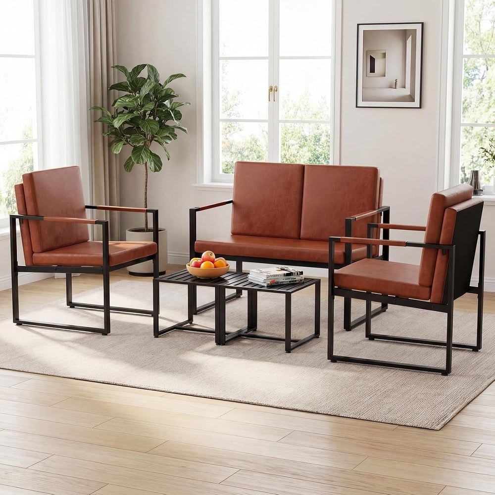 Giantex Indoor Square Side Tables, Set of 2 Metal End Tables with Slatted Tab...