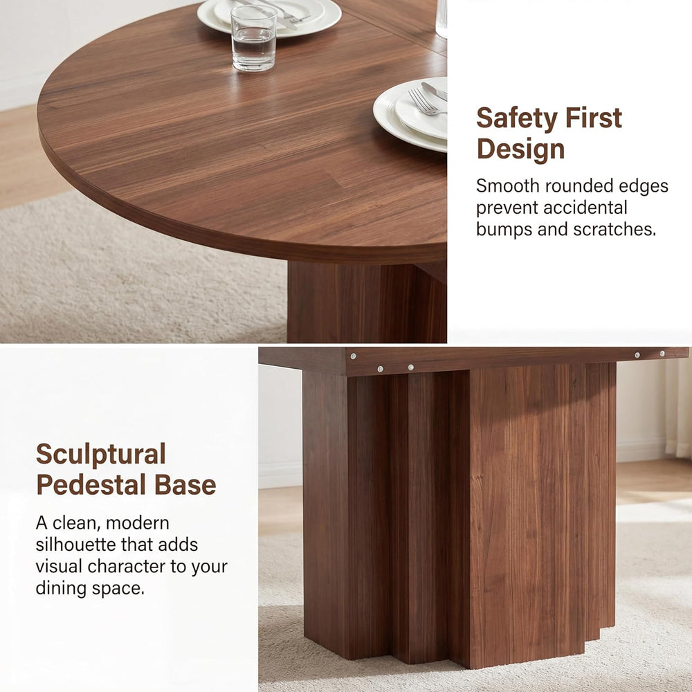 Extendable Round Dining Table, 45.3"-61" Space Saving Oval Kitchen ...