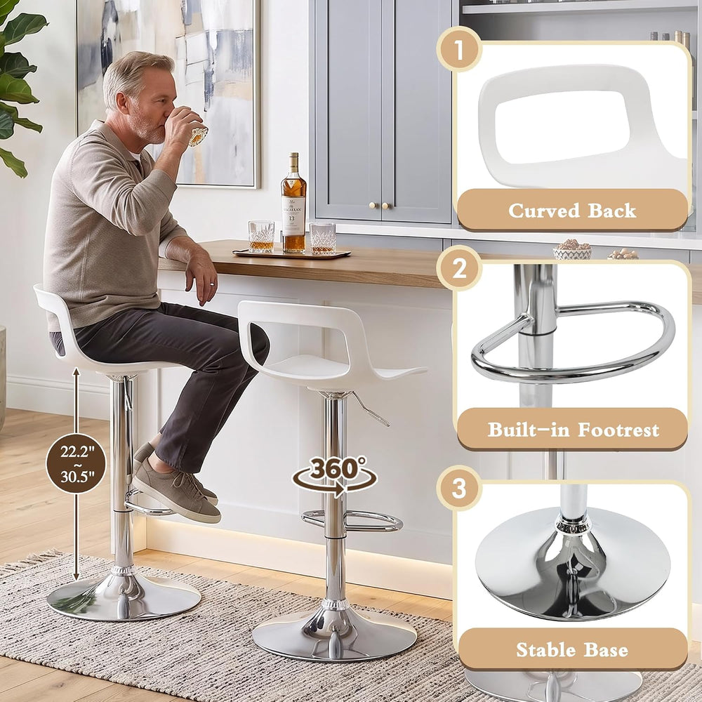 NOBPEINT NOB Contemporary Chrome Air Lift Adjustable Swivel Bar Stool (6 Piec...