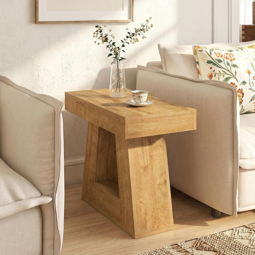 Tribesigns 24" Side Table, Narrow End Table with 2-Tier Storage Shelf, F...