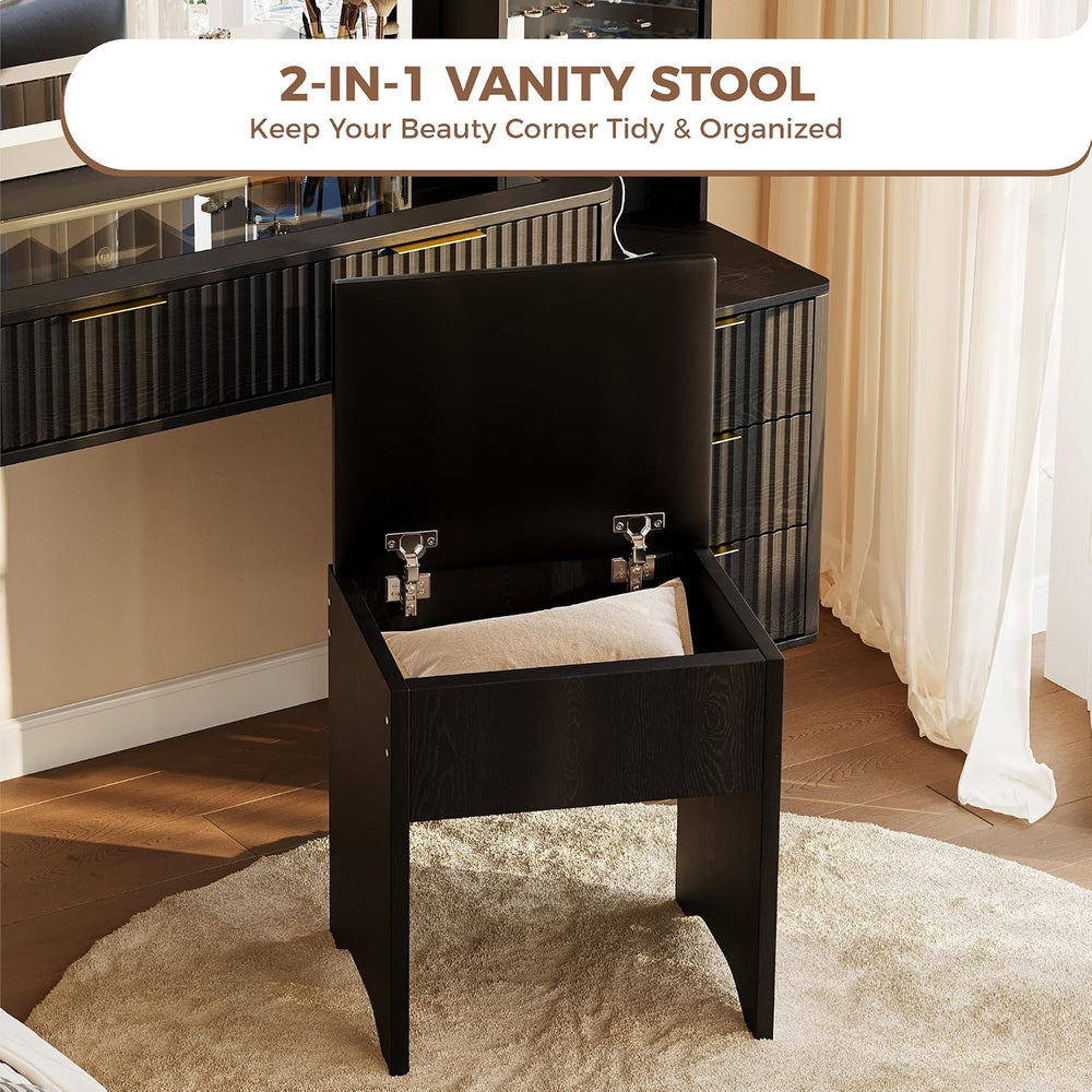 Garvee Vanity Desk with Lighted Mirror, Makeup Vanity with Charging Station, ...