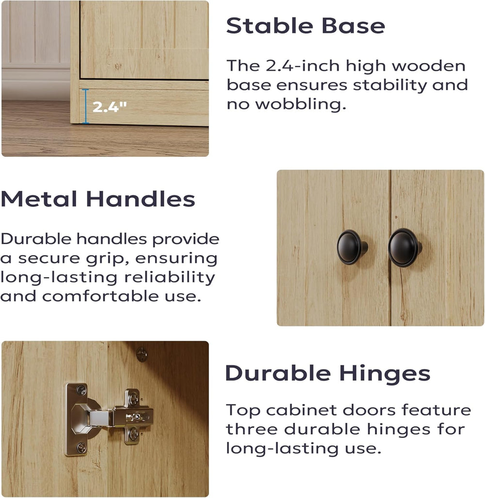 Furnify Buffet Cabinet with 3 Door, Kitchen Storage Cabinet with Adjustable S...