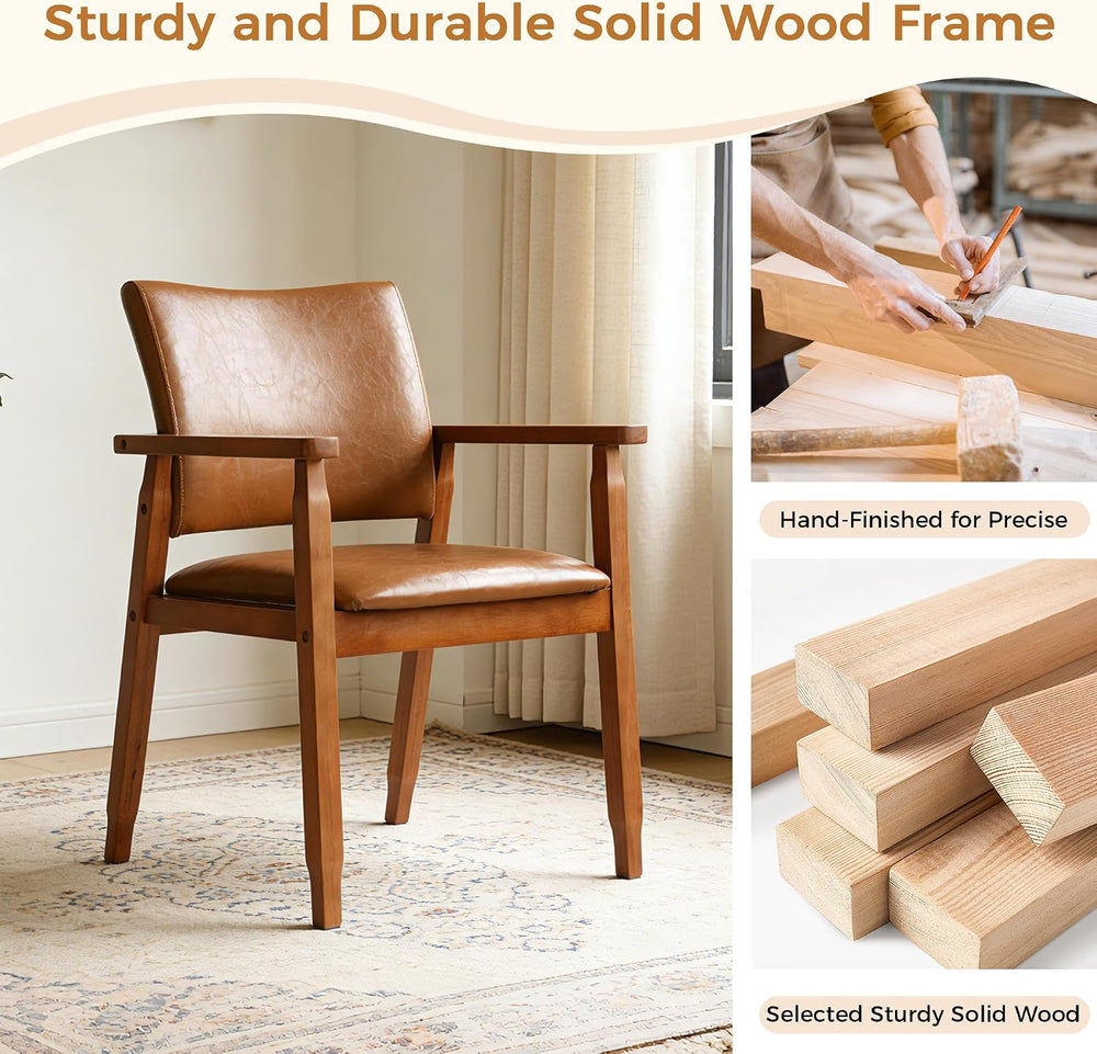 NOBPEINT Mid-Century Modern Dining Chairs with Armrest Set of 1, PU Leather U...