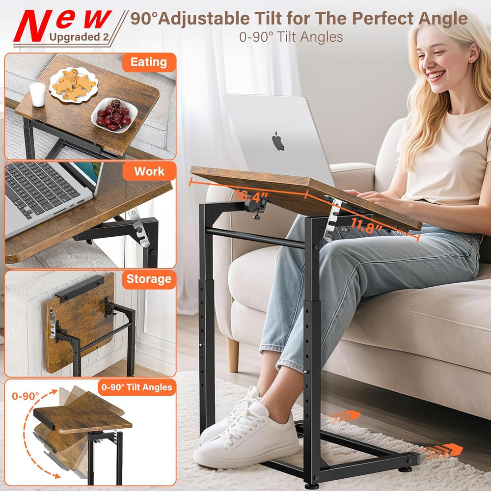 Upgrade Tv Tray Table Set of 2, 8-Level Adjustable Height Couch Side Table, 9...