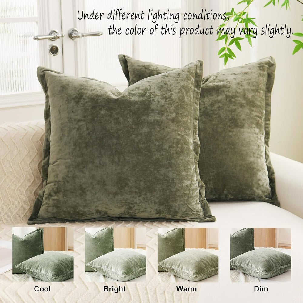 Greek Velvet Euro Sham Covers Set of 2 26x26 Luxury Soft Solid Pillow Covers ...