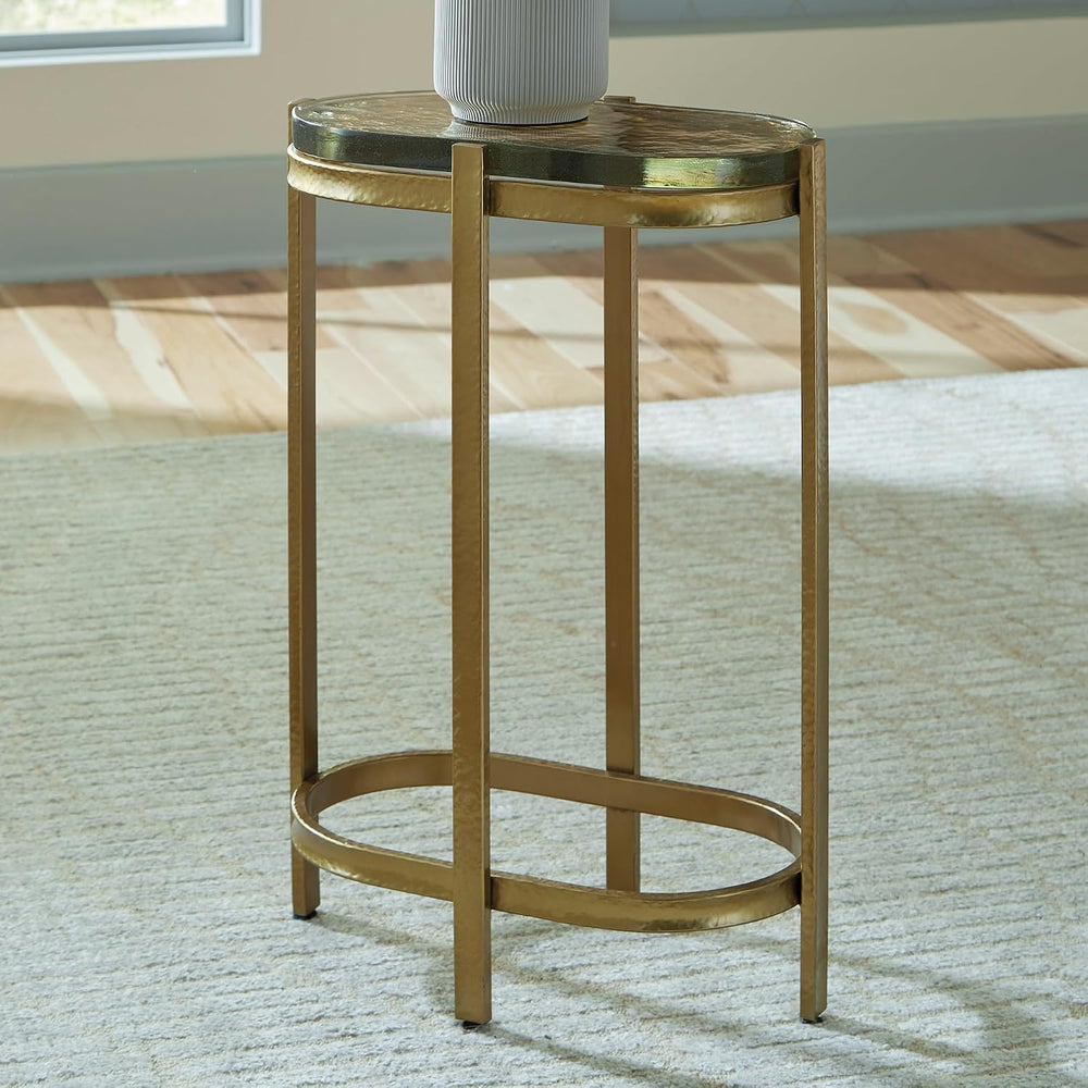 Signature Design by Ashley Porterville Modern Accent Table with Cast Glass To...