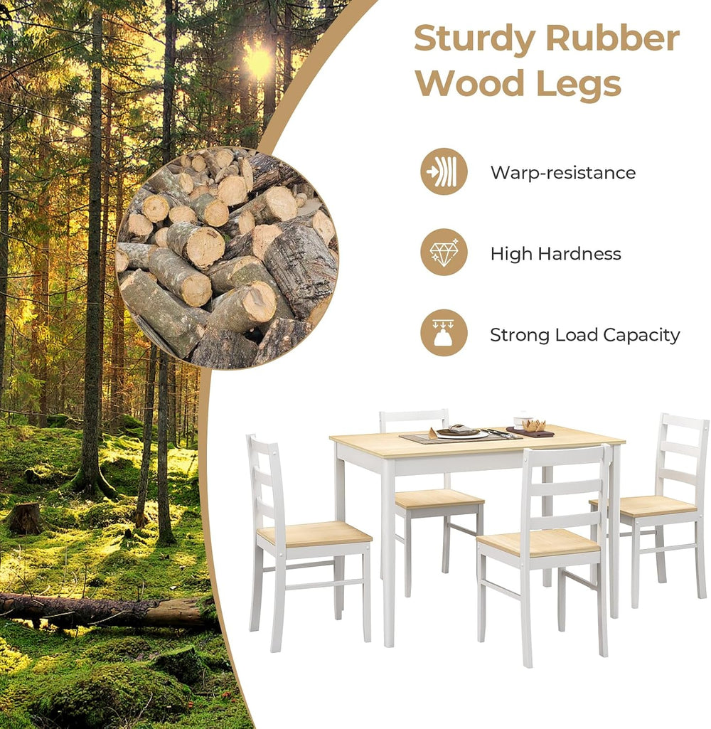 Tangkula Mid-Century Modern Dining Table Set for 4, Wood Kitchen Table Set