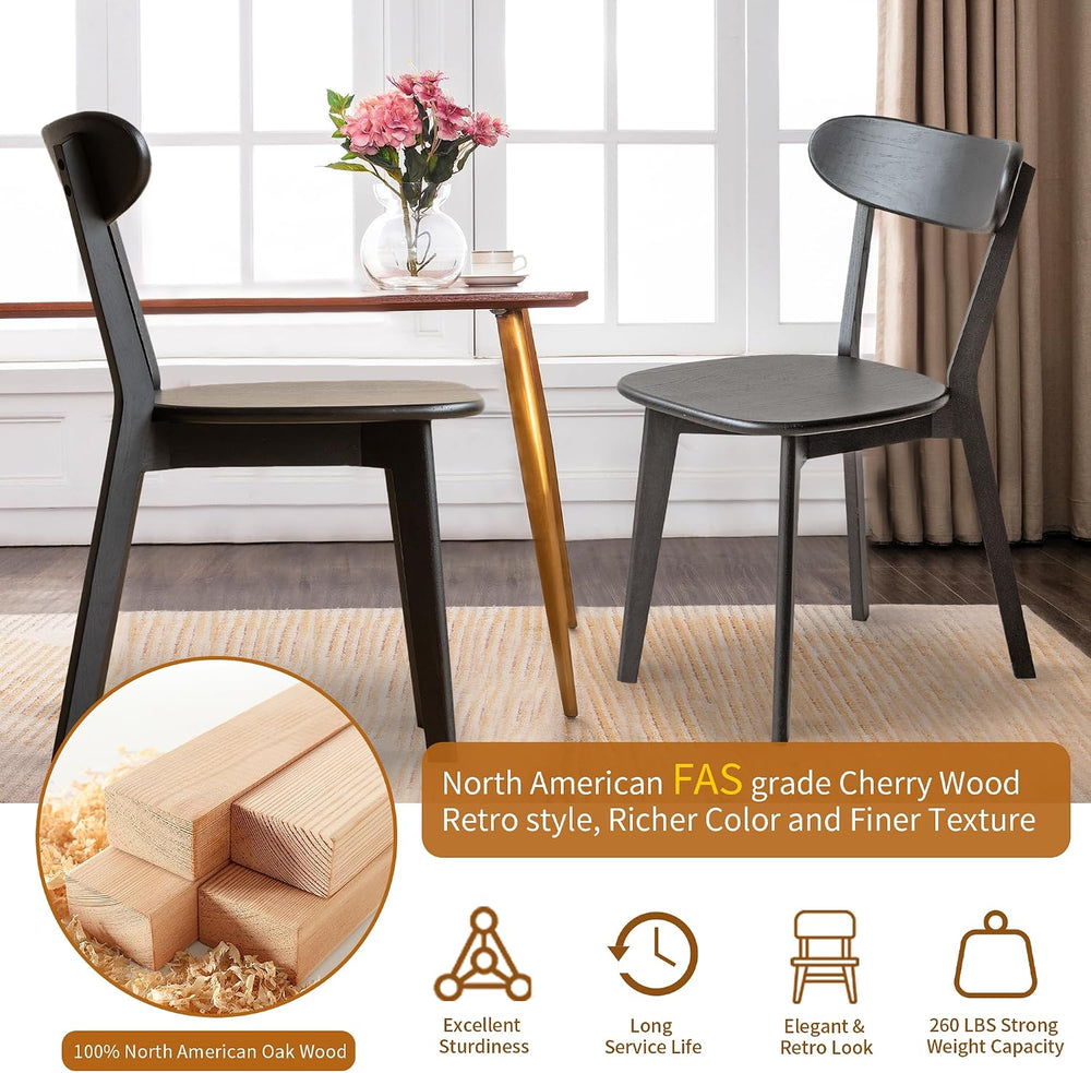 Modern Dining Chairs, Solid Oak Wood Dining Chair with Comfortable Backrest, ...