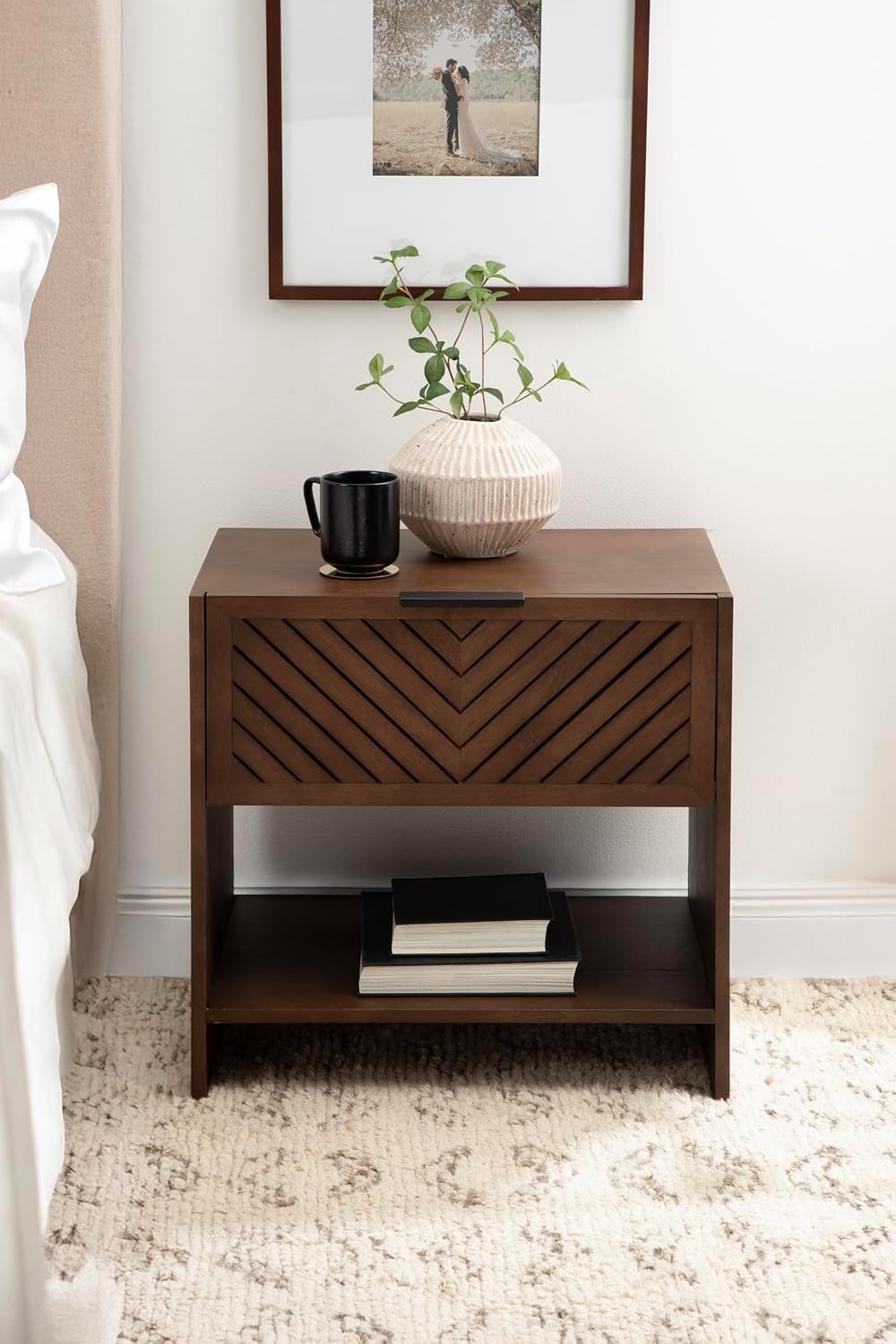 Kate and Laurel Mezzeta Modern Slatted Wood Side Table with Storage, 22 x 14 ...