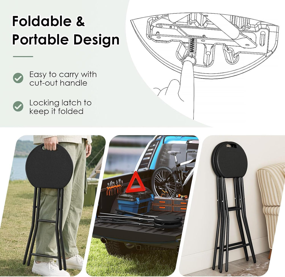 Goplus 4 Pack Folding Stool 27.5" Counter Height Backless Bar Chair