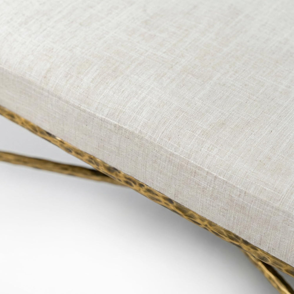 24/7 Shop at Home Lalia Upholstered 48-inch Metal Bench with Padded Roll Arms...