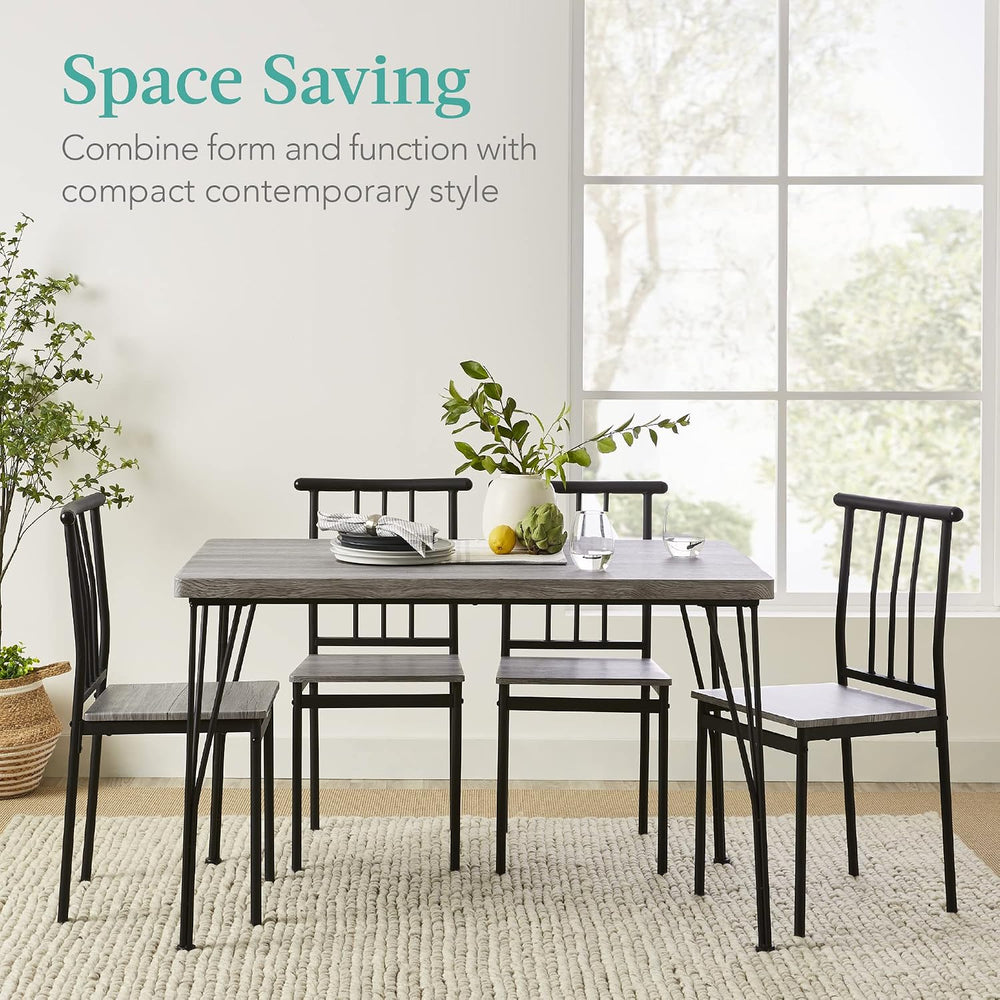 Best Choice Products 5-Piece Metal and Wood Indoor Modern Rectangular Dining ...