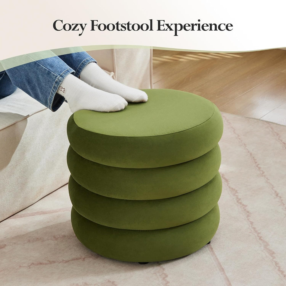 19.5 Inch Round Storage Ottoman, Modern Velvet Ottoman Coffee Table with Remo...
