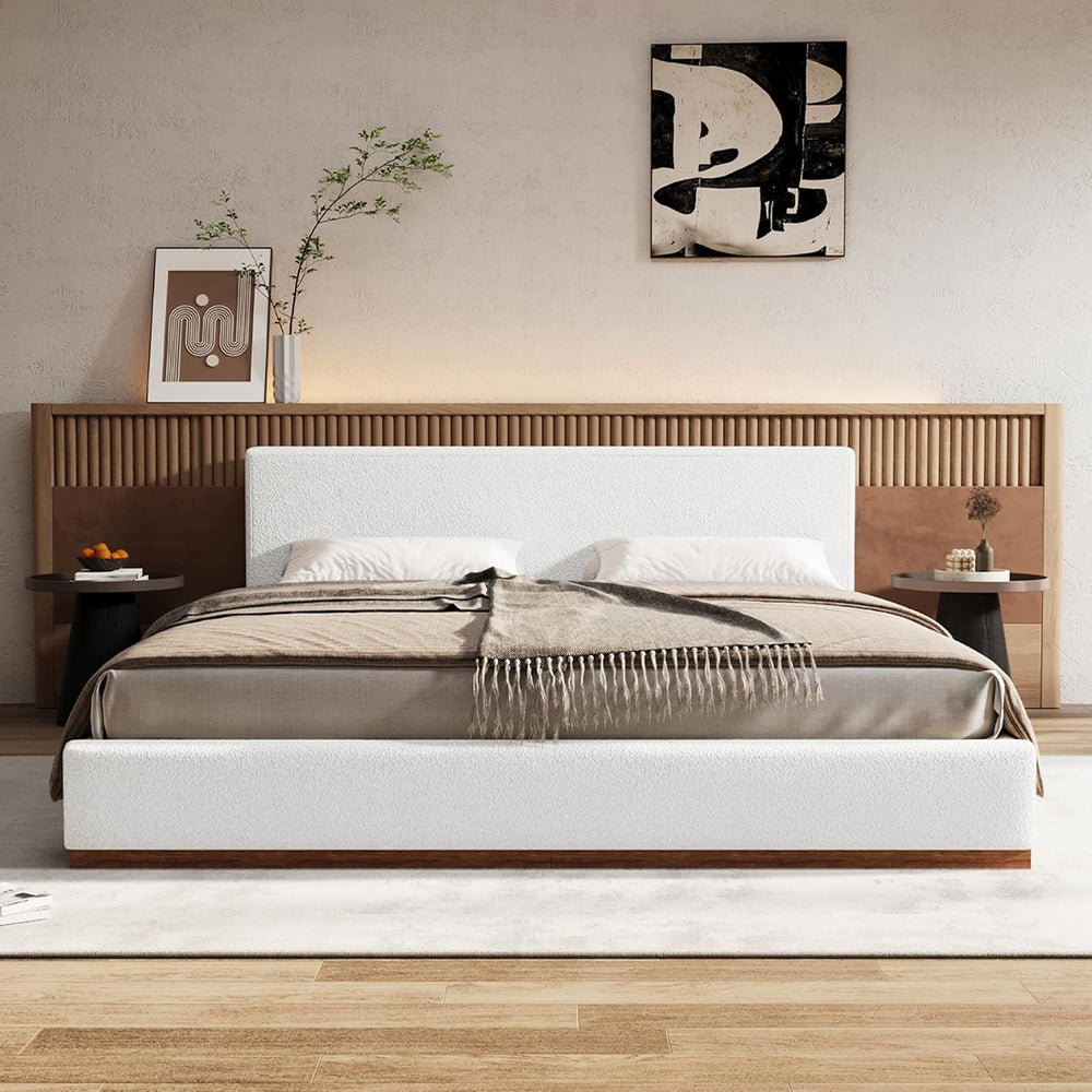 Christopher Knight Home Bettine Modern Boucle Queen Size Bed Frame with Headb...