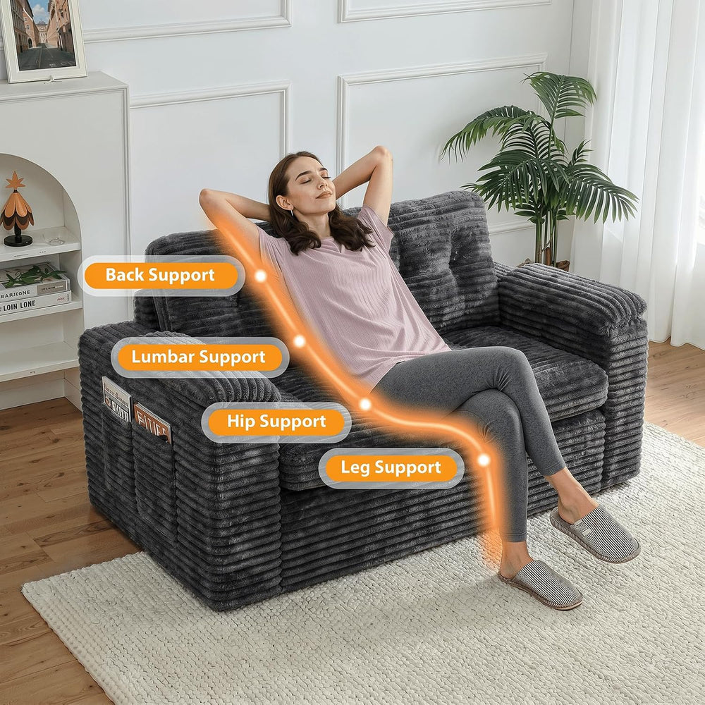 Loveseat Sofa for Living Room, Small Cloud Couch with Double-Density Foam Sup...