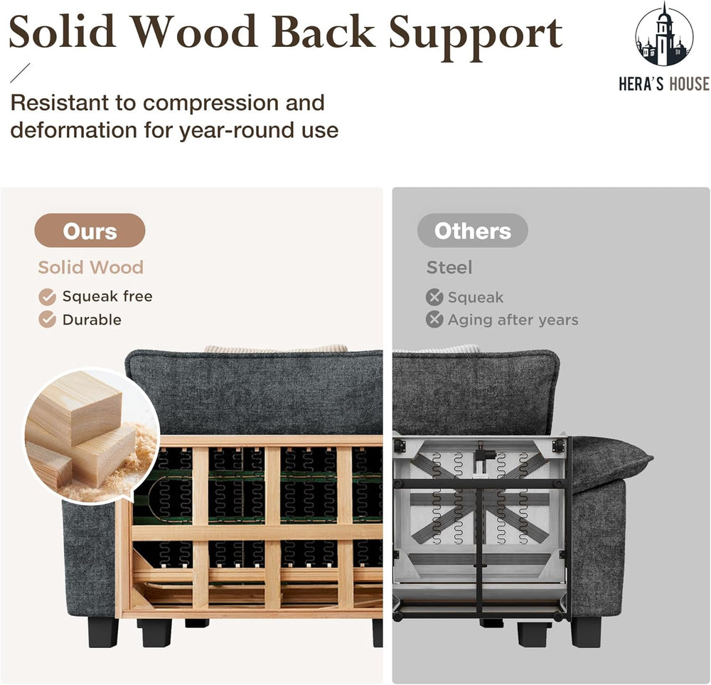 HERA'S HOUSE 3 Pieces Modular Cloud Couch and Chair Set Setional Sofa | M...
