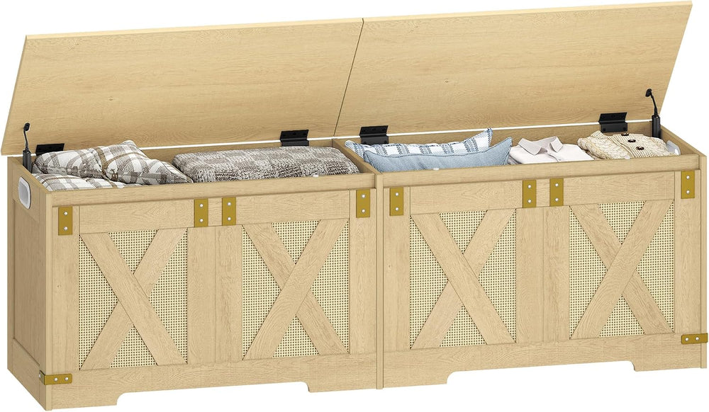 Hzuaneri 59" Boho Storage Chest and Bench | 70 Gal | 330lb Seat | Soft-C...