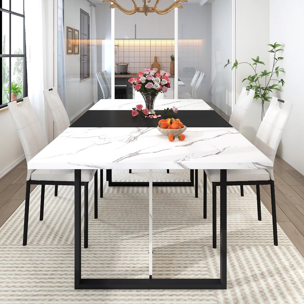 chartustriable 7PCS Dining Table Set with 6 Chairs for 4 5 6 People, 71"...