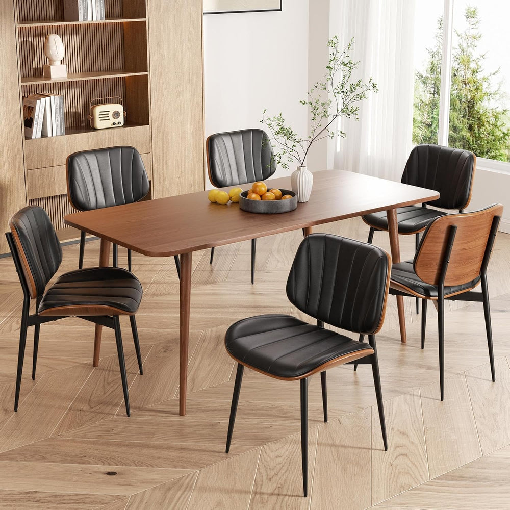 Dining Chairs Set of 6, Mid Century Modern Dining Room Chair, Upholstered Fau...