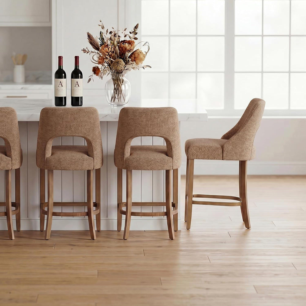 UVV Bar Stools Set of 3, Upholstered Counter Height Bar Stools, Modern Counte...
