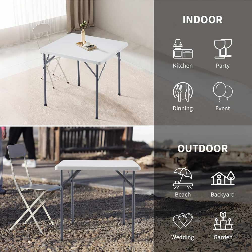 BOOSDEN 32 Inch Square Folding Table, Lightweight Card Table for Indoor Outdo...