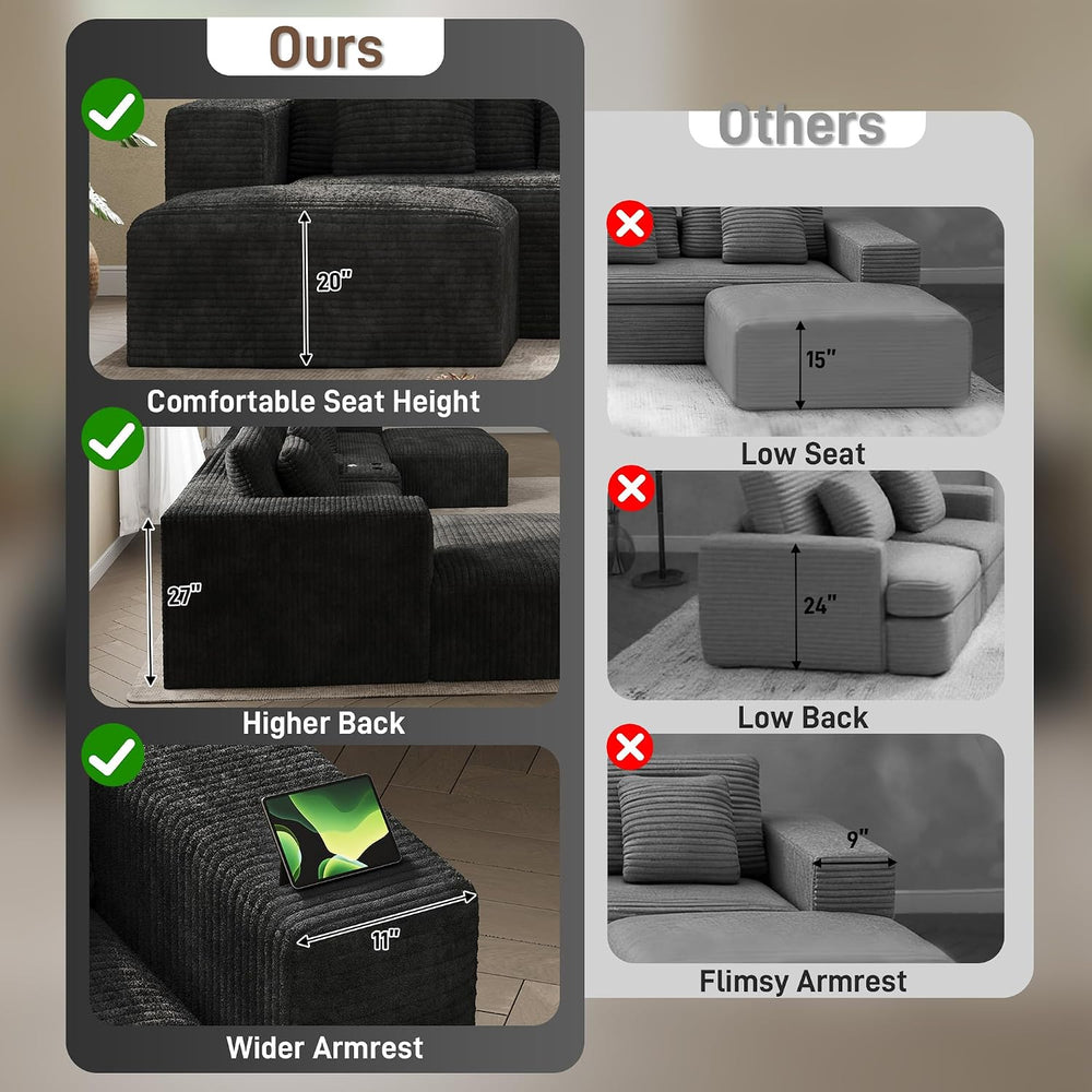 151" U Shaped Cloud Sectional Couch Modular Sofa, Comfy Oversized Couche...