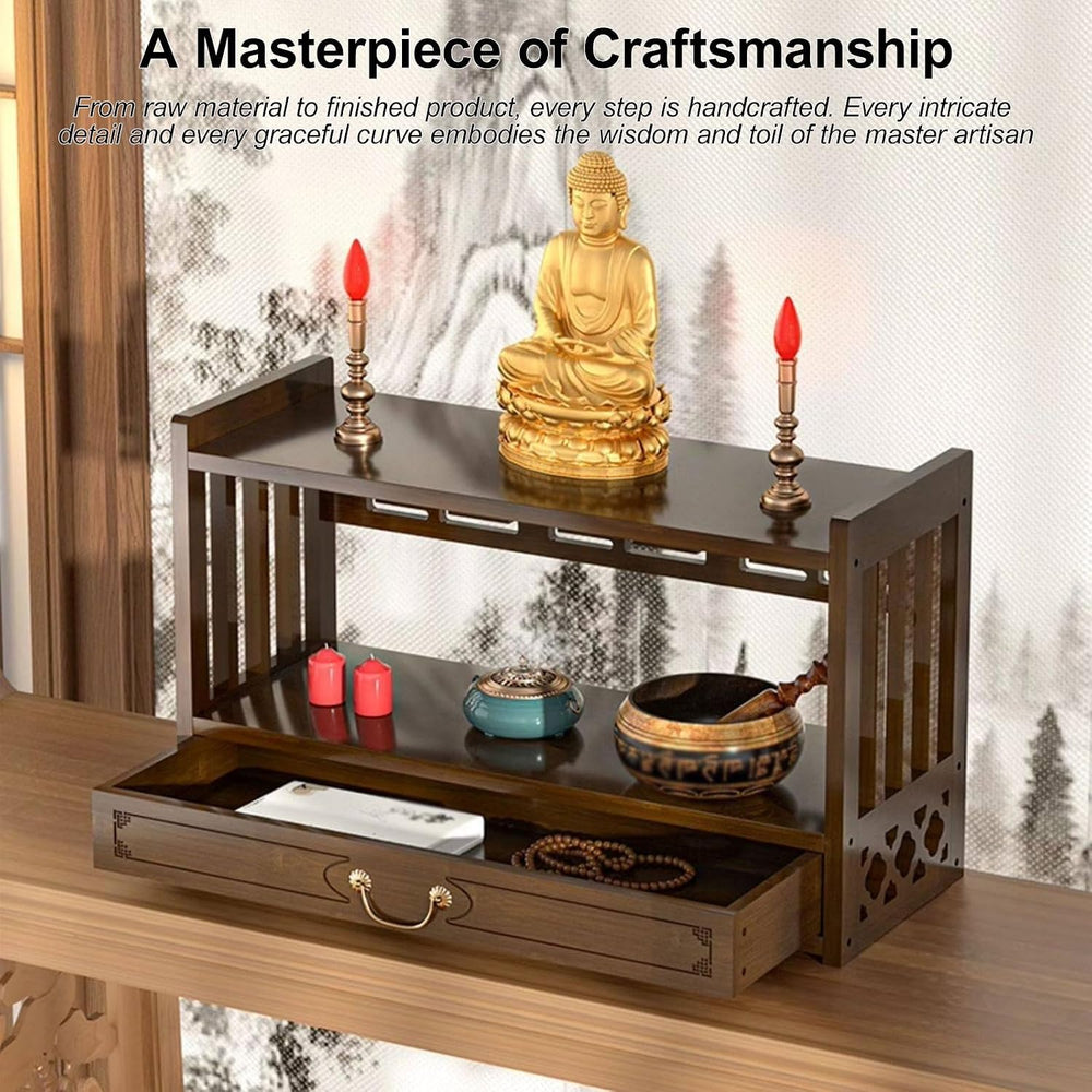 Meditation Table Altar, Small Puja, Altar Table with Storage & Drawers Pr...