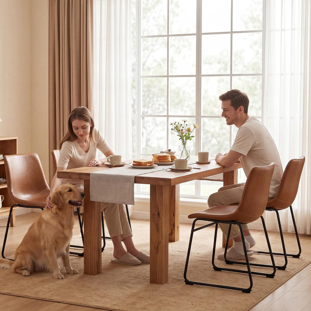 GOTMINSI Dining Chairs Set of 4, 18 Inch Modern Dinner Chairs, PU Leather Arm...