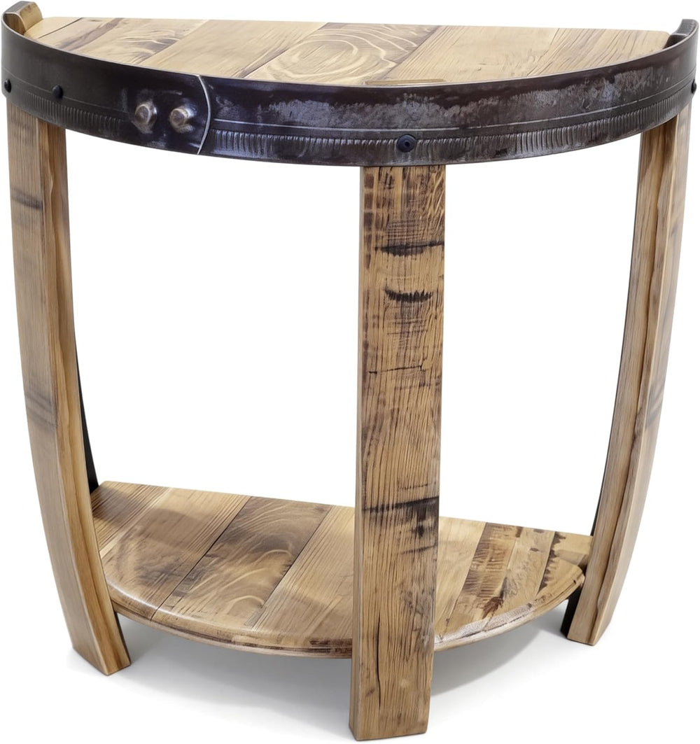 24Inch Half Whiskey Barrel Side Table,Whiskey Barrel End Table, Whiskey Barre...