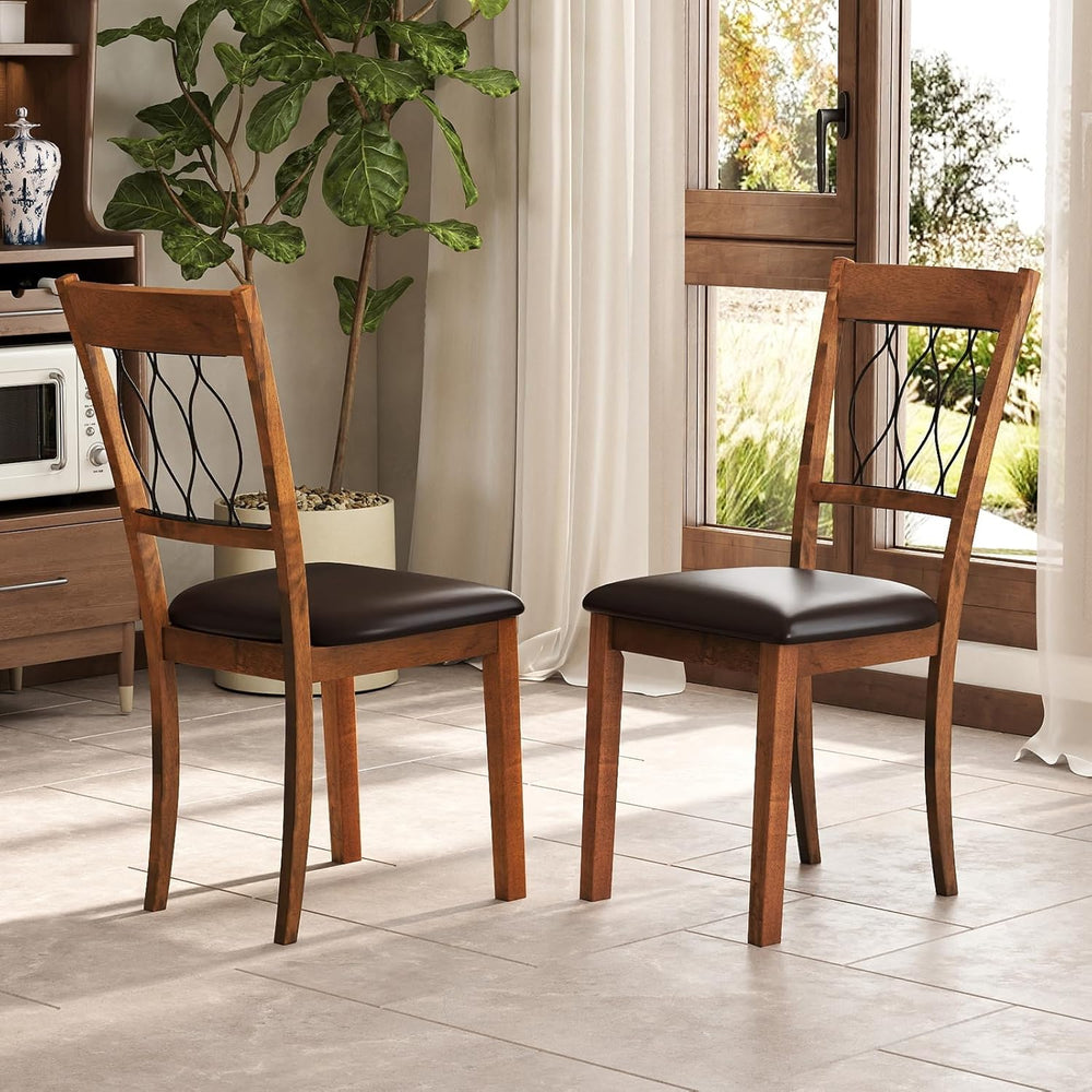 Giantex Dining Chairs Set of 4, Faux Leather Upholstered Armless Kitchen Chai...