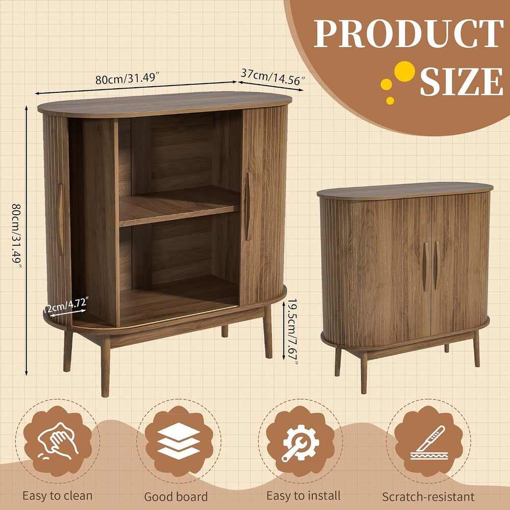 Small Sideboard Buffet Cabinet with Storage & Sliding Doors, 31" (Wa...