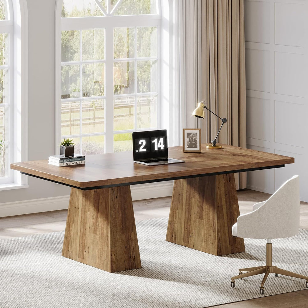 Tribesigns 63-Inch Executive Desk, Large Office Computer Desk with Double Ped...