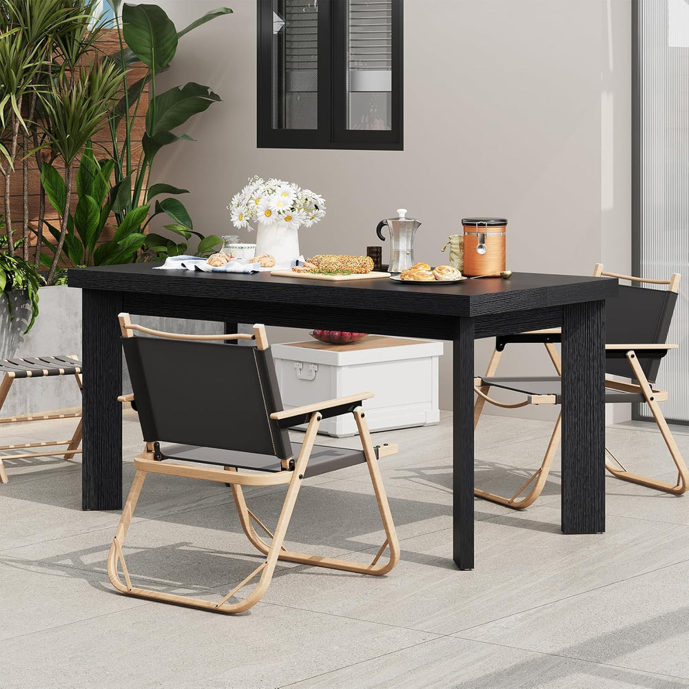 Bigbiglife 63 Inch Dining Table for 6, Indoor Outdoor Dining Table with Wood ...