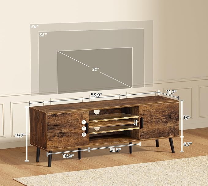 SUPERJARE TV Stand for 55 Inch TV, Entertainment Center with Adjustable Shelf...