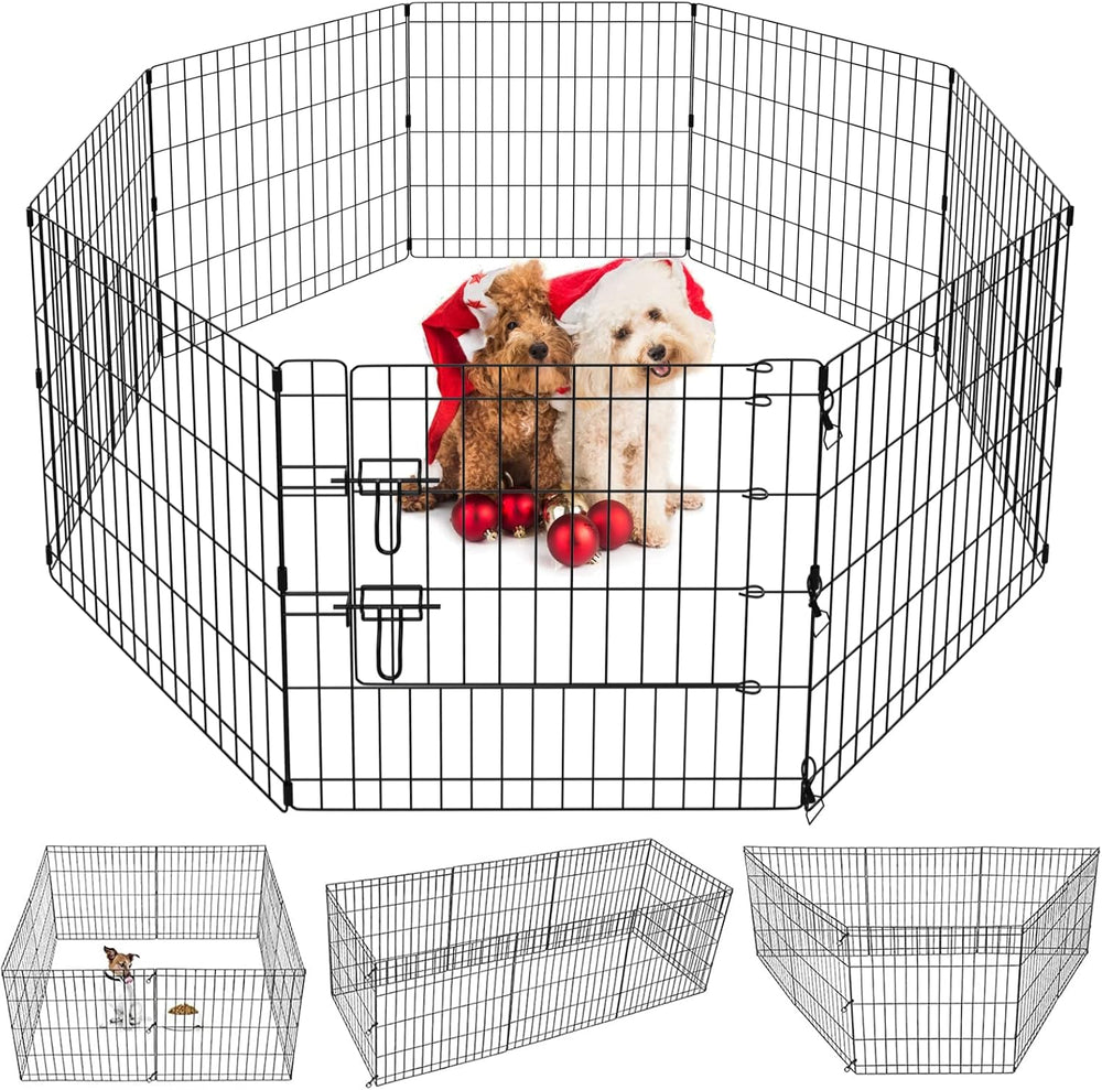 Puppy Pet Playpen 8 Panel 24 Inch Indoor Outdoor Metal Portable Folding Anima...