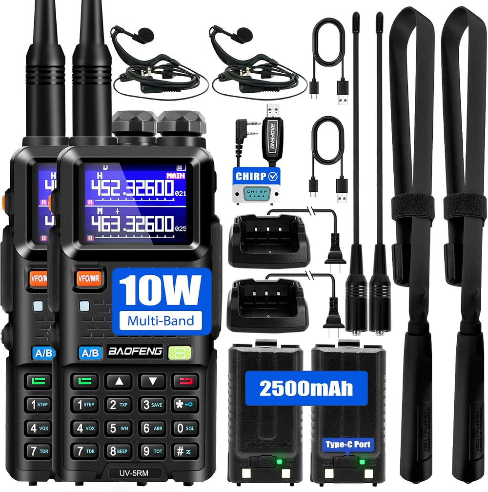 BAOFENG UV-5RM Ham Radio Handheld 10W Walkie Talkies Long Range 2 Pack