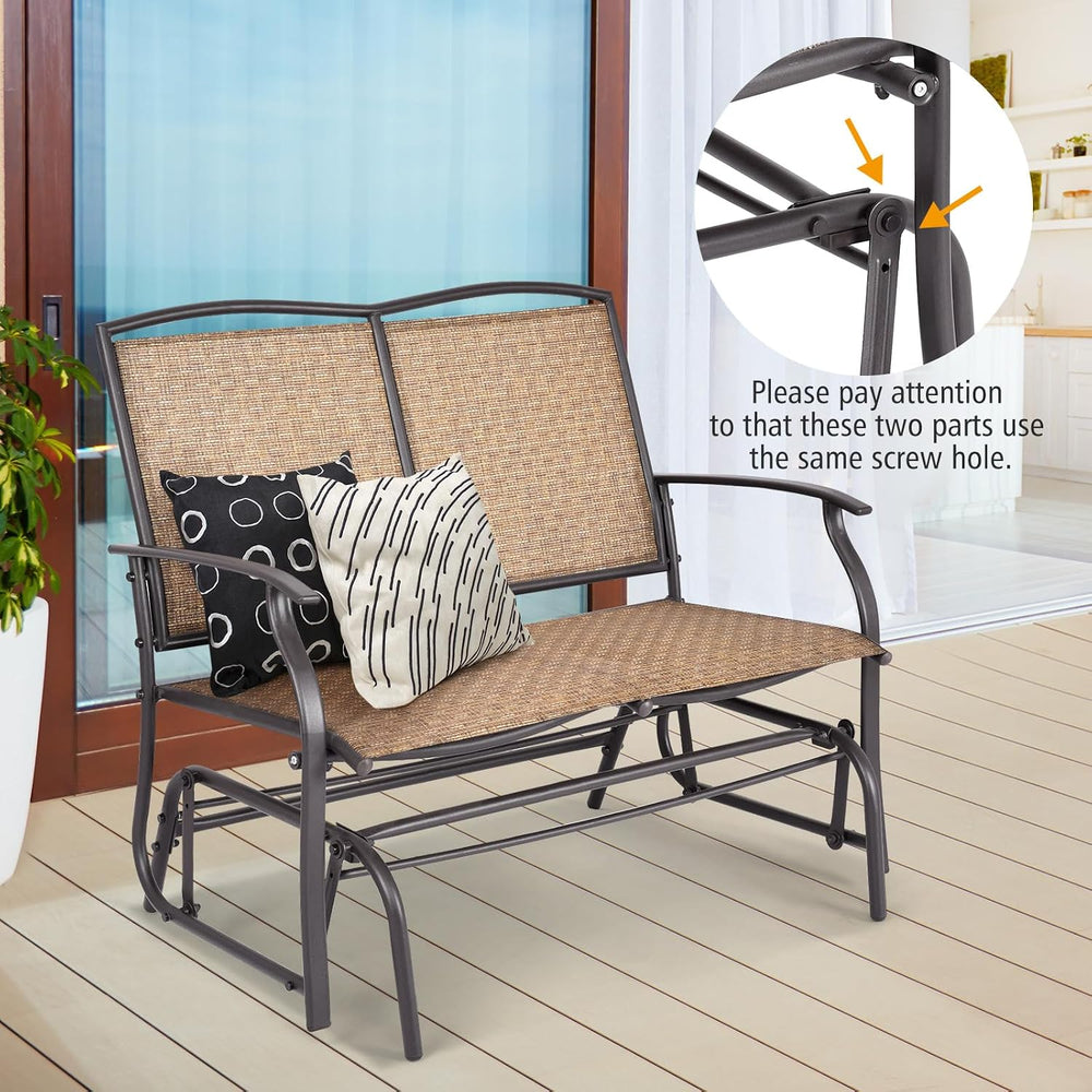 Tangkula 2-Person Patio Glider Bench, Outdoor Rocker Glider Loveseat Chair W/...