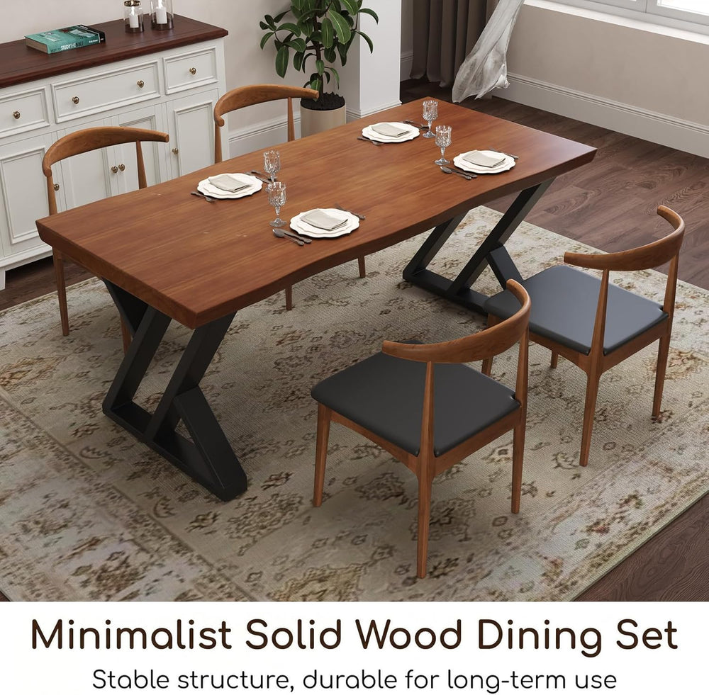 tiedingding 47" Solid Wood Dining Table, Rectangular Kitchen Table with ...