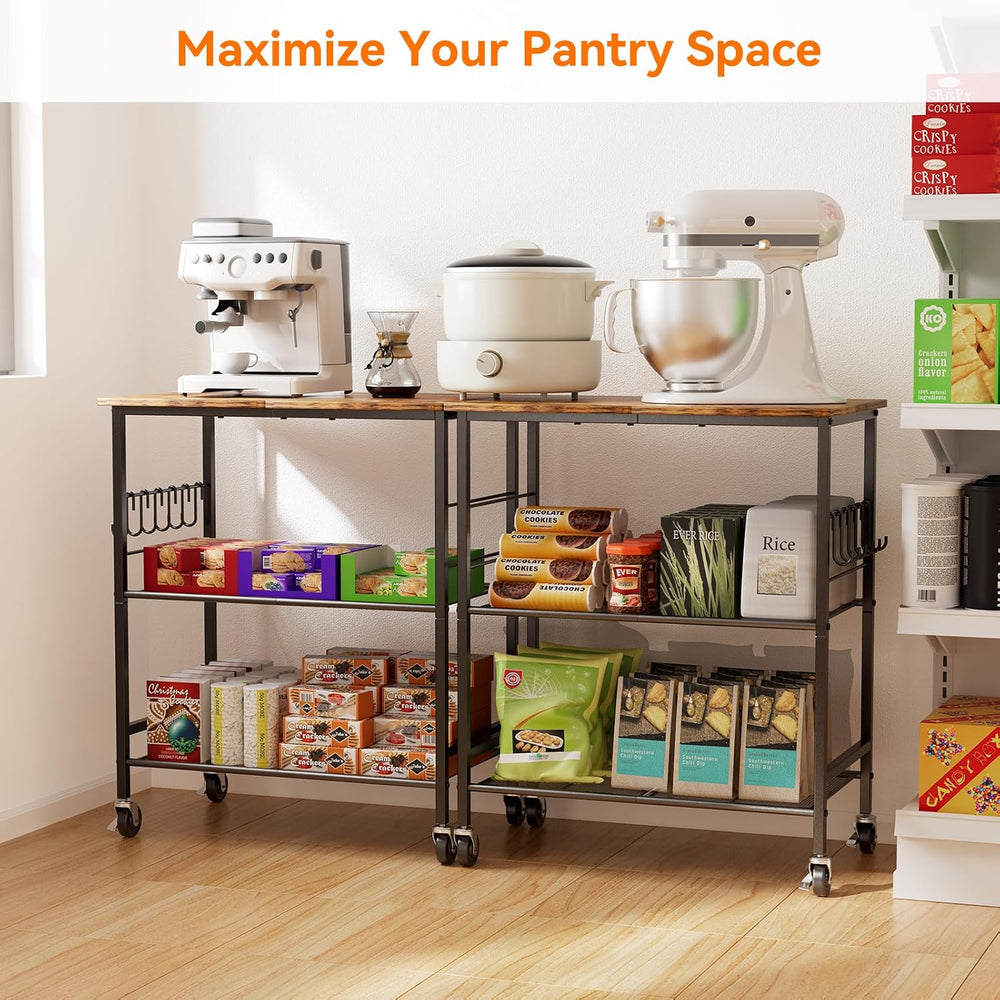 NTE Rolling Kitchen Microwave Cart, 3 Tier Microwave Stand with Storage, Smal...