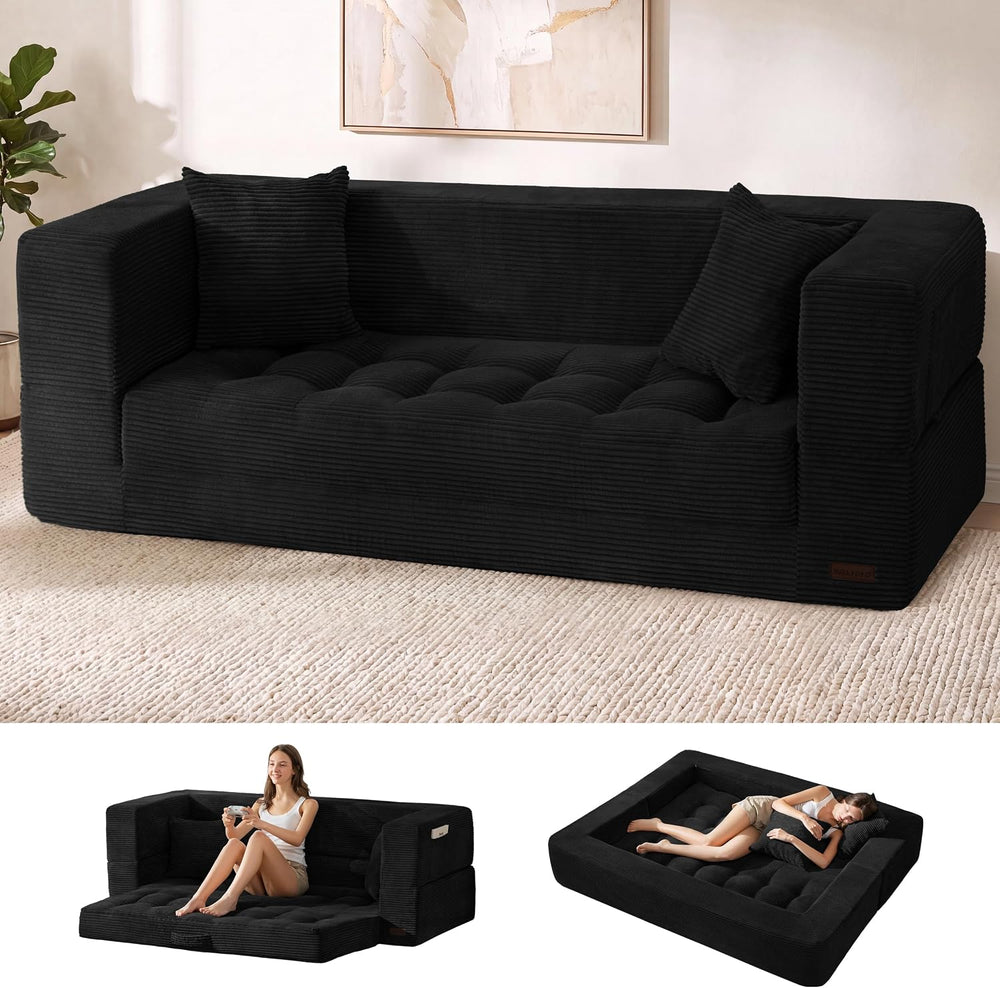 MAXYOYO Folding Sofa Bed, Convertible Loveseat Couch with Pillow | 3-Seat Fol...