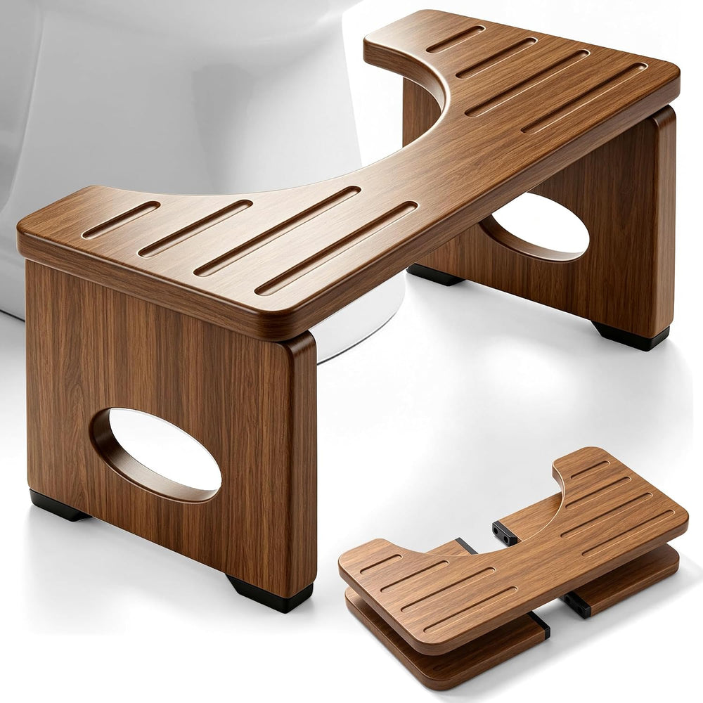 YOSE Squatting Potty for Adults, Foldable Bamboo Toilet Stool Squat Adult (Da...