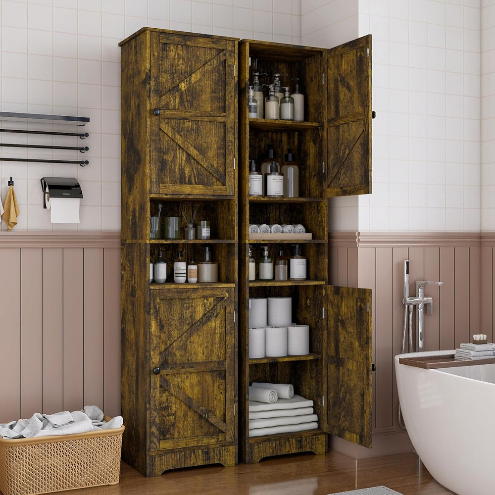 Viaozutis Tall Bathroom Storage Cabinet, Slim Freestanding Cabinet with Adjus...