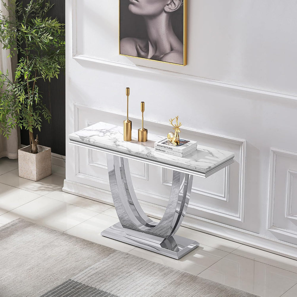 Modern Elegant 2-Piece Living Room Table Set with Faux Marble Top | Includes ...